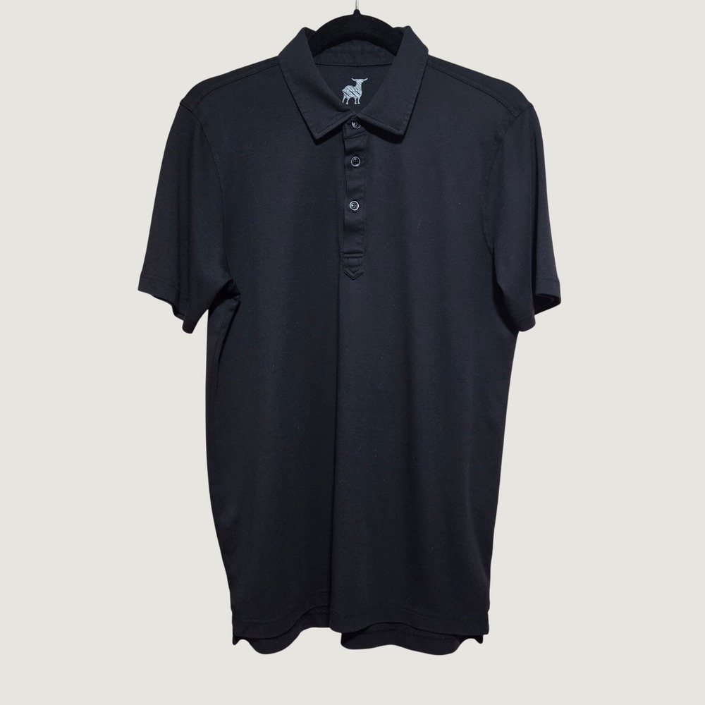 Raffi Mens Black 100% Cotton Short Sleeve Three Button Polo Shirt Size M